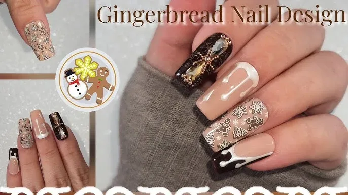 Are there any easy techniques for beginners to create gingerbread nails