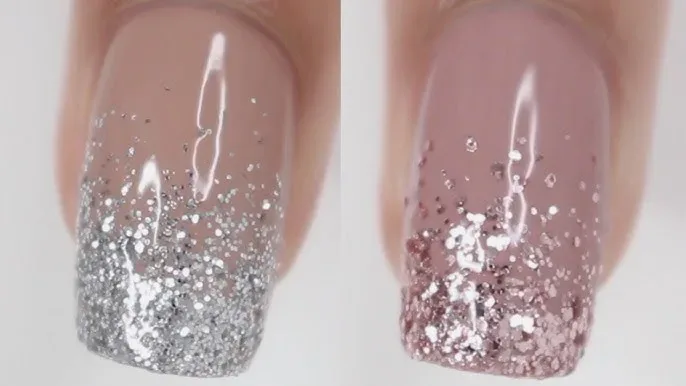 How can glitter be incorporated into white nail designs
