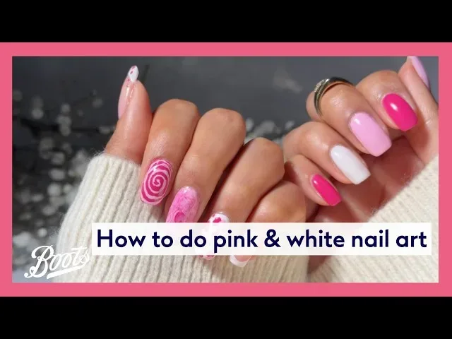 How can you achieve a pink and white nail design at home