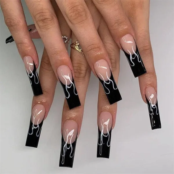 How can you achieve simple edgy black nail designs