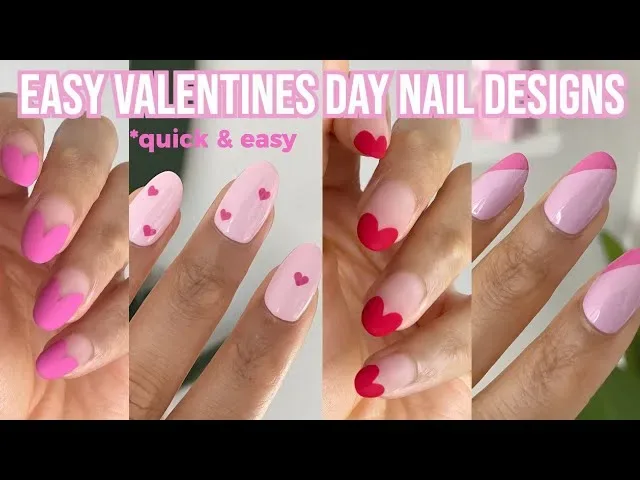 How can you create easy Valentine's Day nail designs