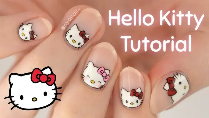 How can you create Hello Kitty nail designs at home