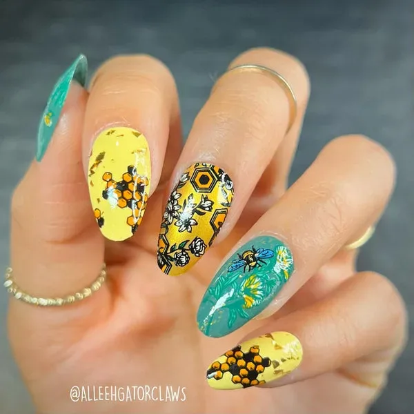 How can you create unique yellow nail design ideas