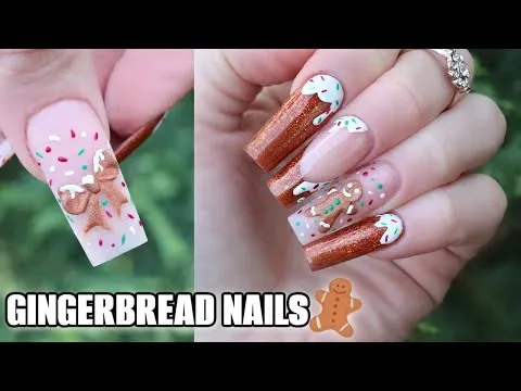 How do 3D elements enhance gingerbread nail designs