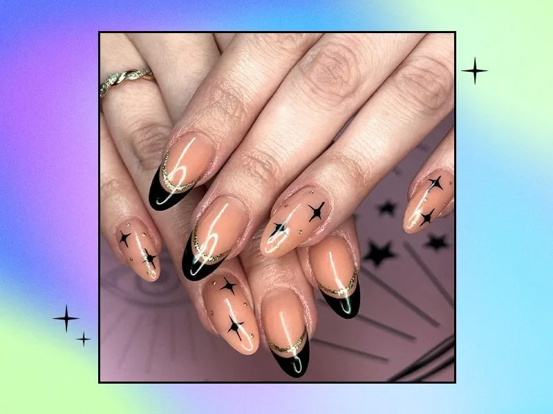 What are popular black French manicure designs
