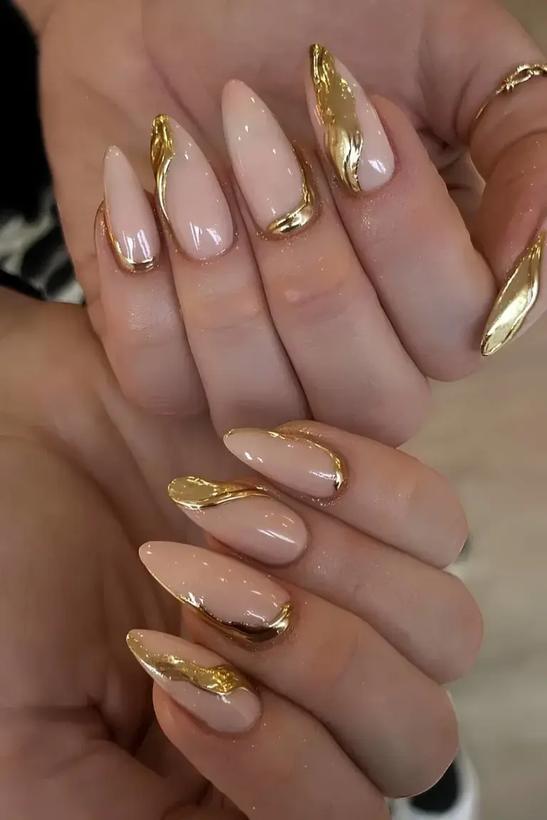 What are popular gold colored nail design ideas