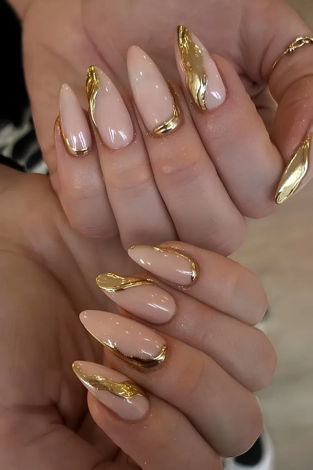 What are popular gold colored nail design ideas
