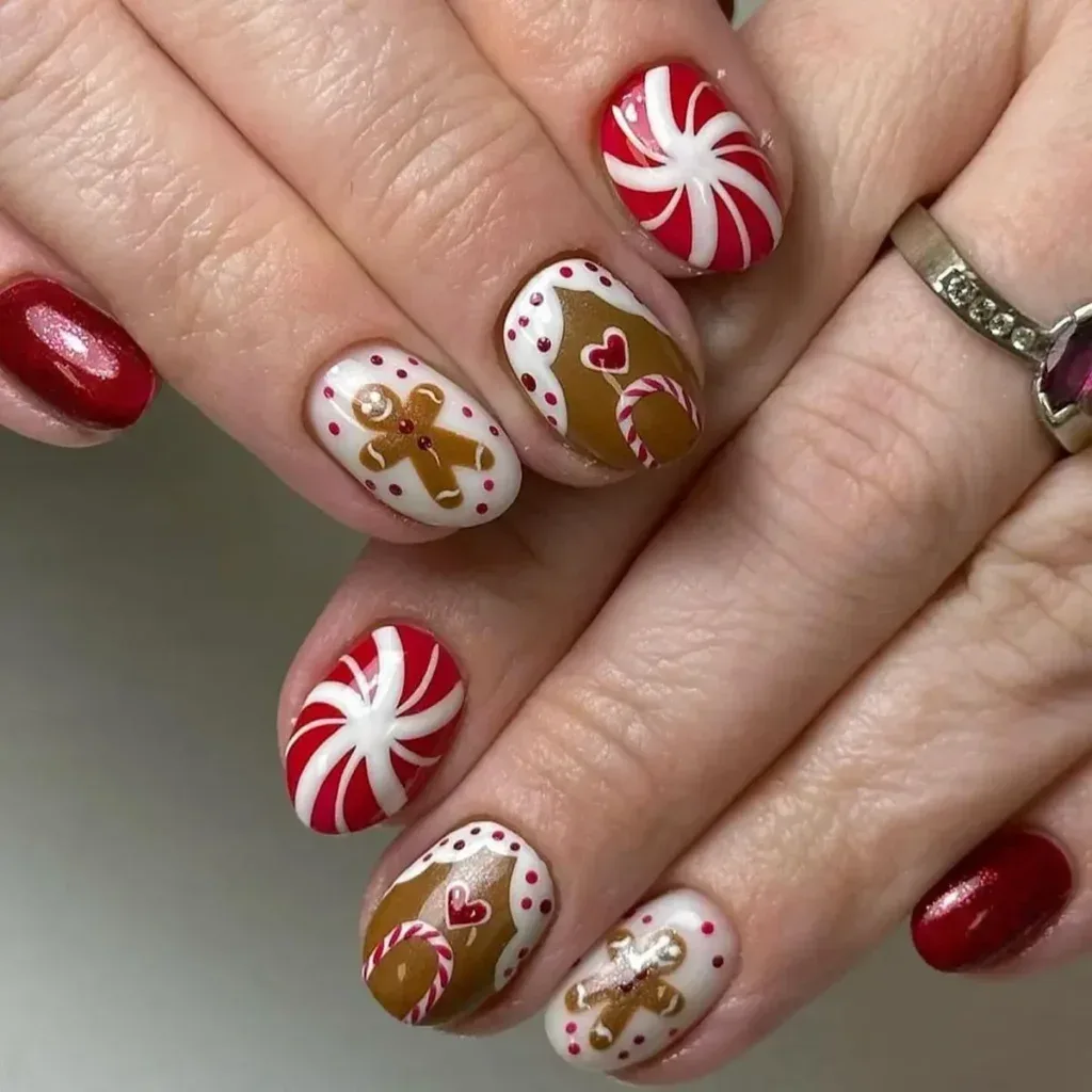 What are the latest trends in gingerbread nail art