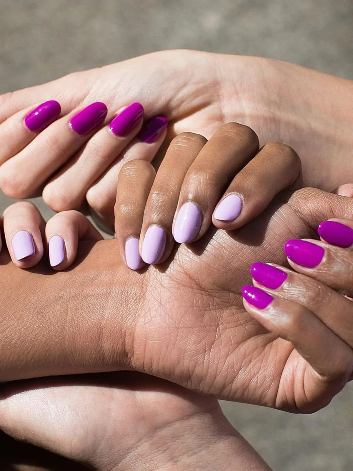 What specific purple nail polish shades are trending now