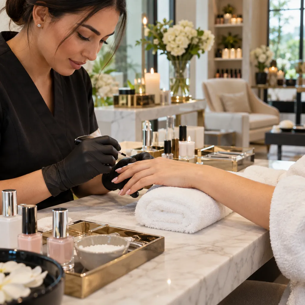 Luxurious manicure treatment being performed at Blush Nail Bar.