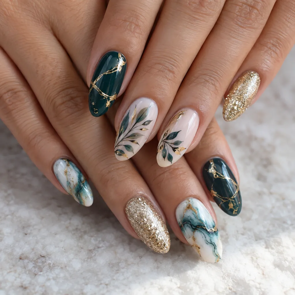 Beautiful nail art designs on manicured fingers