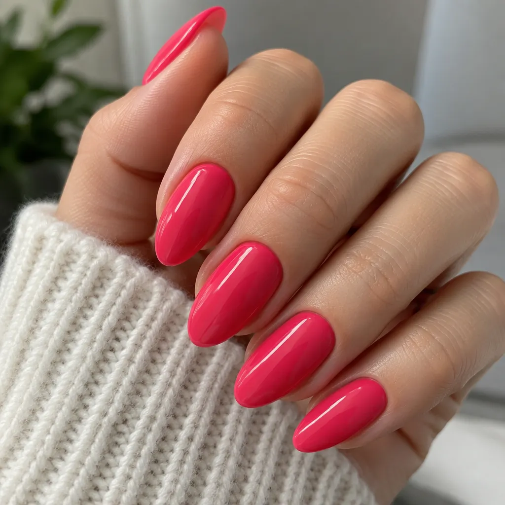 Close-up shot of a client's hands with fresh gel polish on nails.