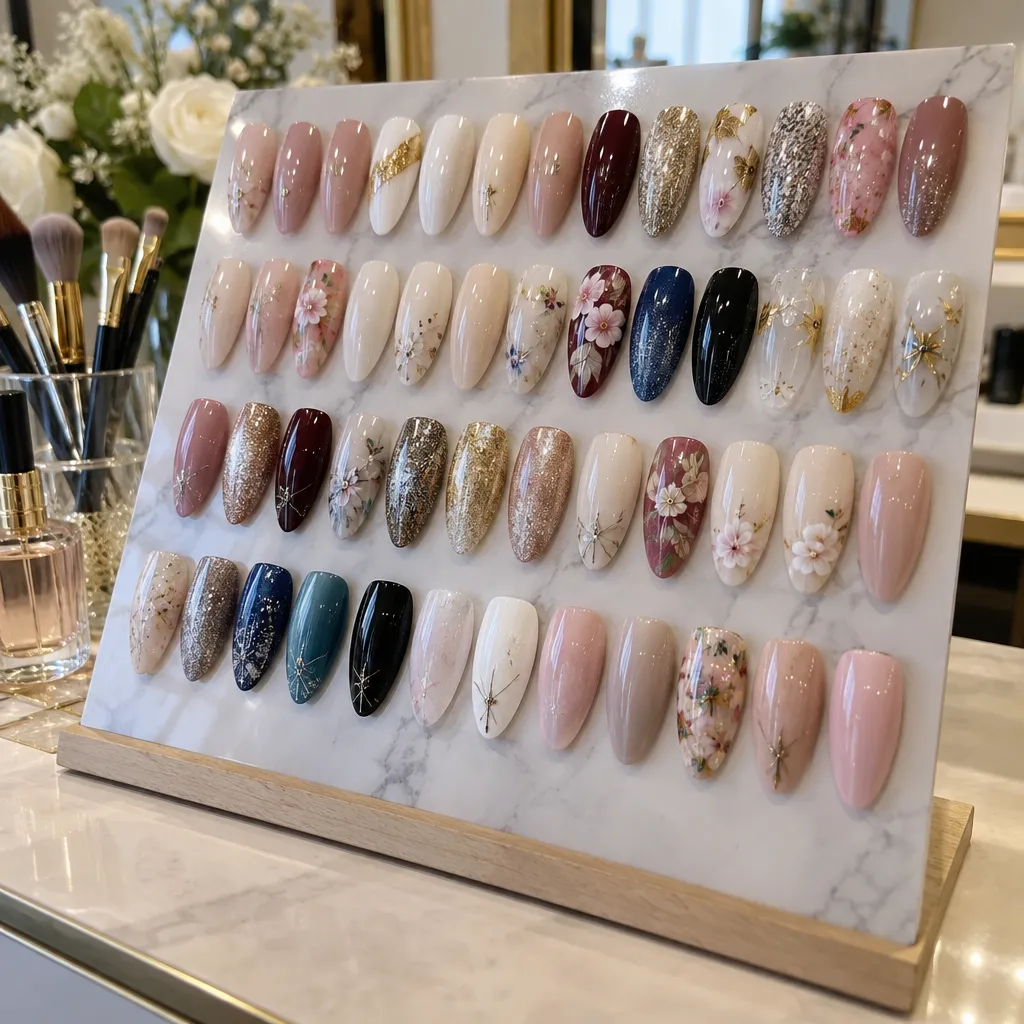 Display of creative and colorful nail art designs